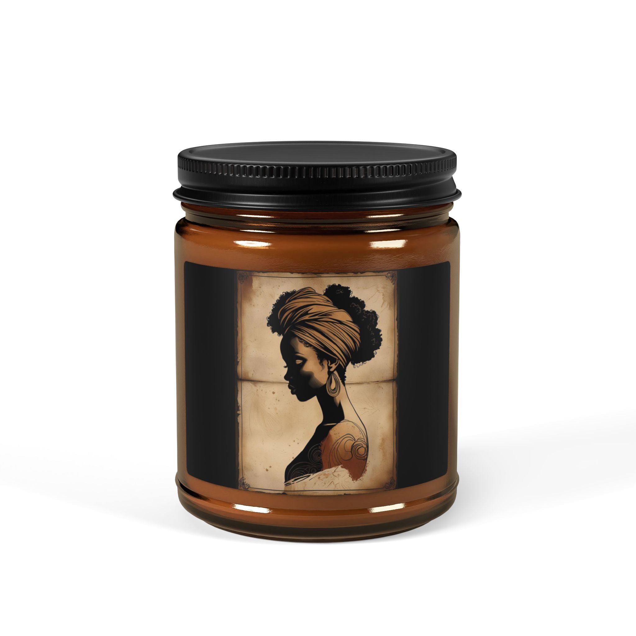 Scented Soy Candle (Multi-Size, Amber Jar) - Design 1