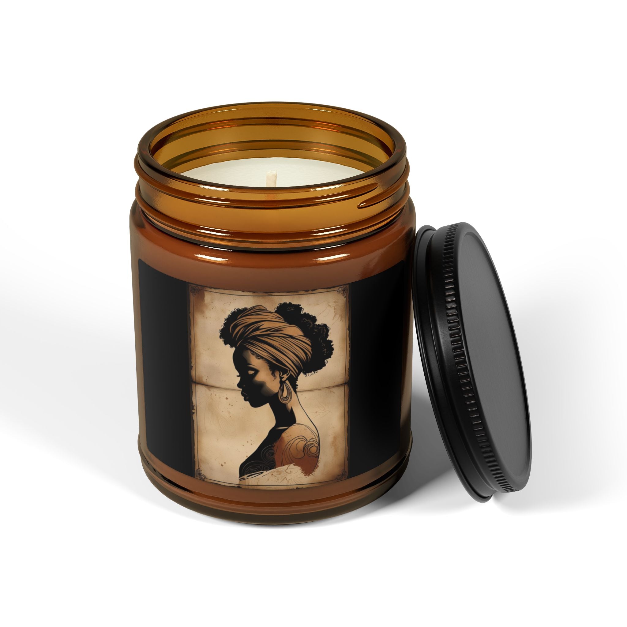 Scented Soy Candle (Multi-Size, Amber Jar) - Design 1