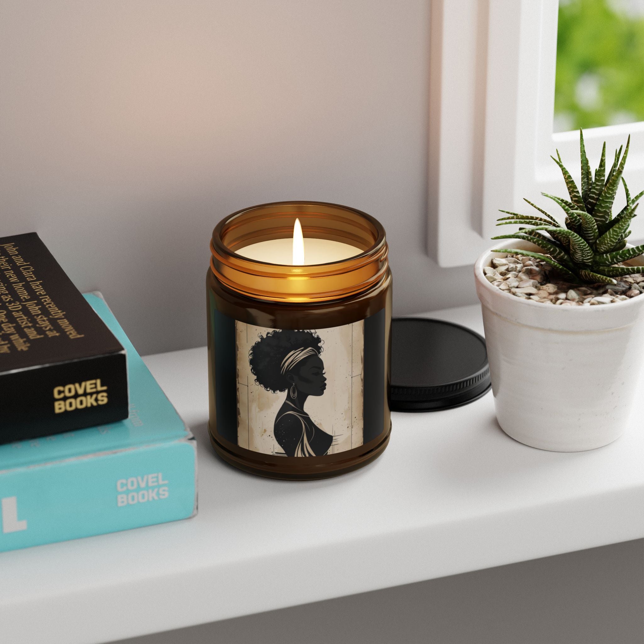 Scented Soy Candle (Multi-Size, Amber Jar) - Design 2