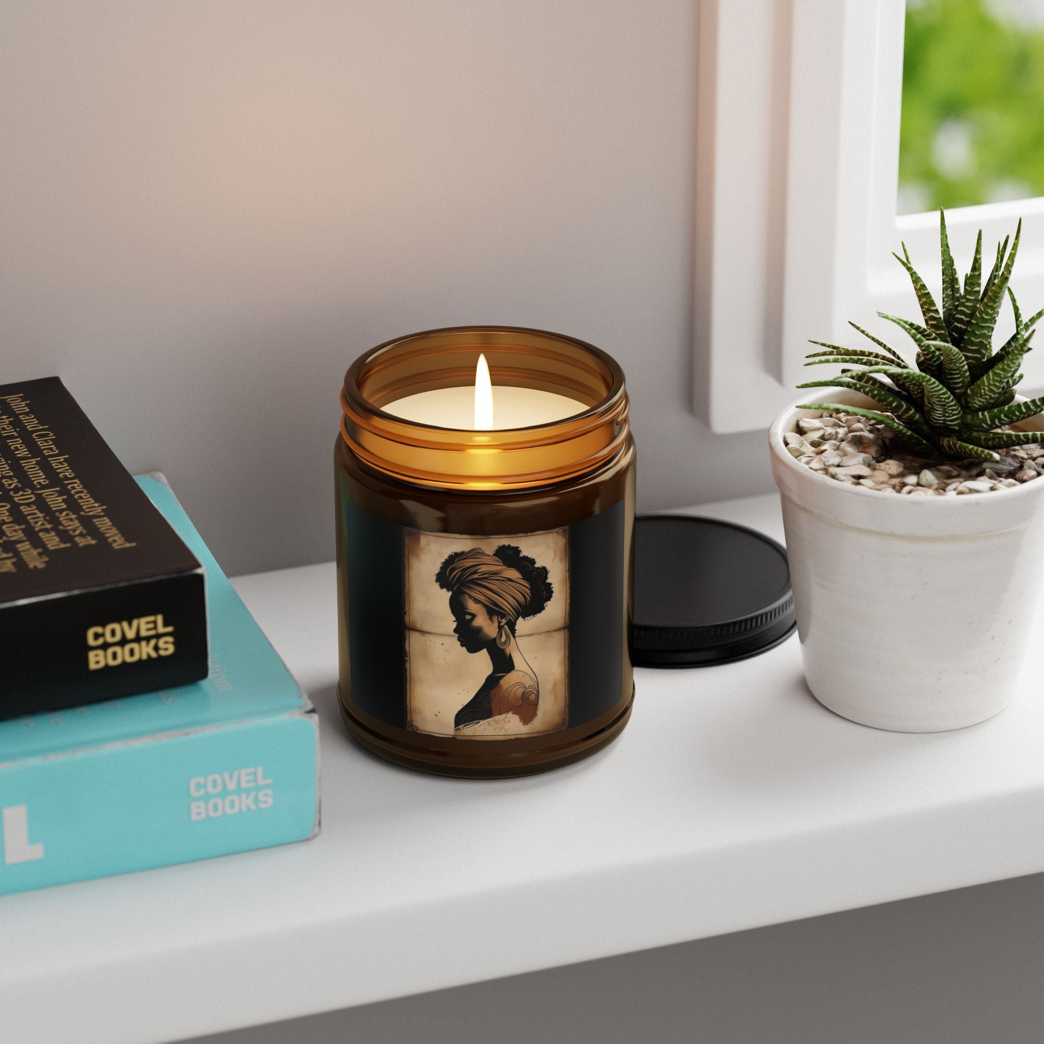 Scented Soy Candle (Multi-Size, Amber Jar) - Design 1