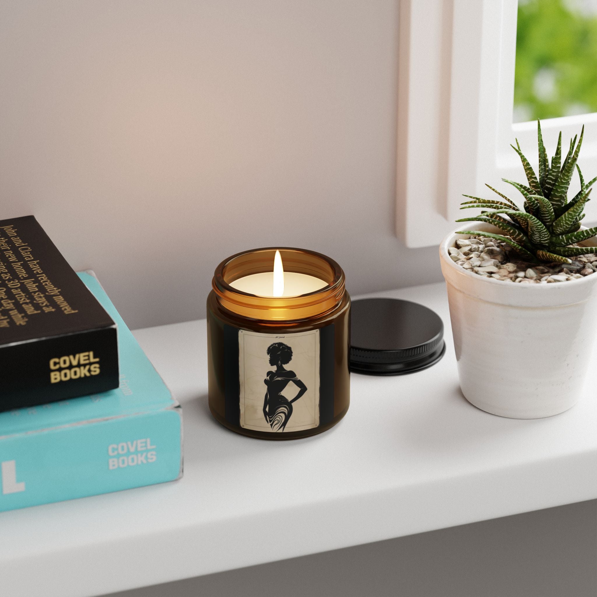 Scented Soy Candle (Multi-Size, Amber Jar) - Design 3