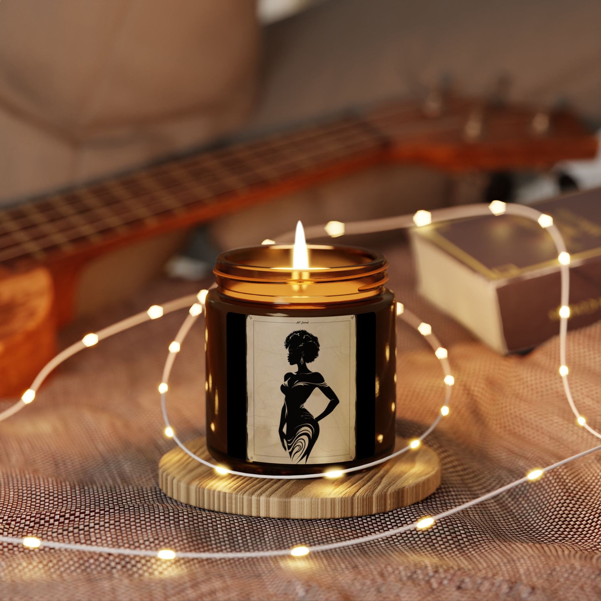 Scented Soy Candle (Multi-Size, Amber Jar) - Design 3