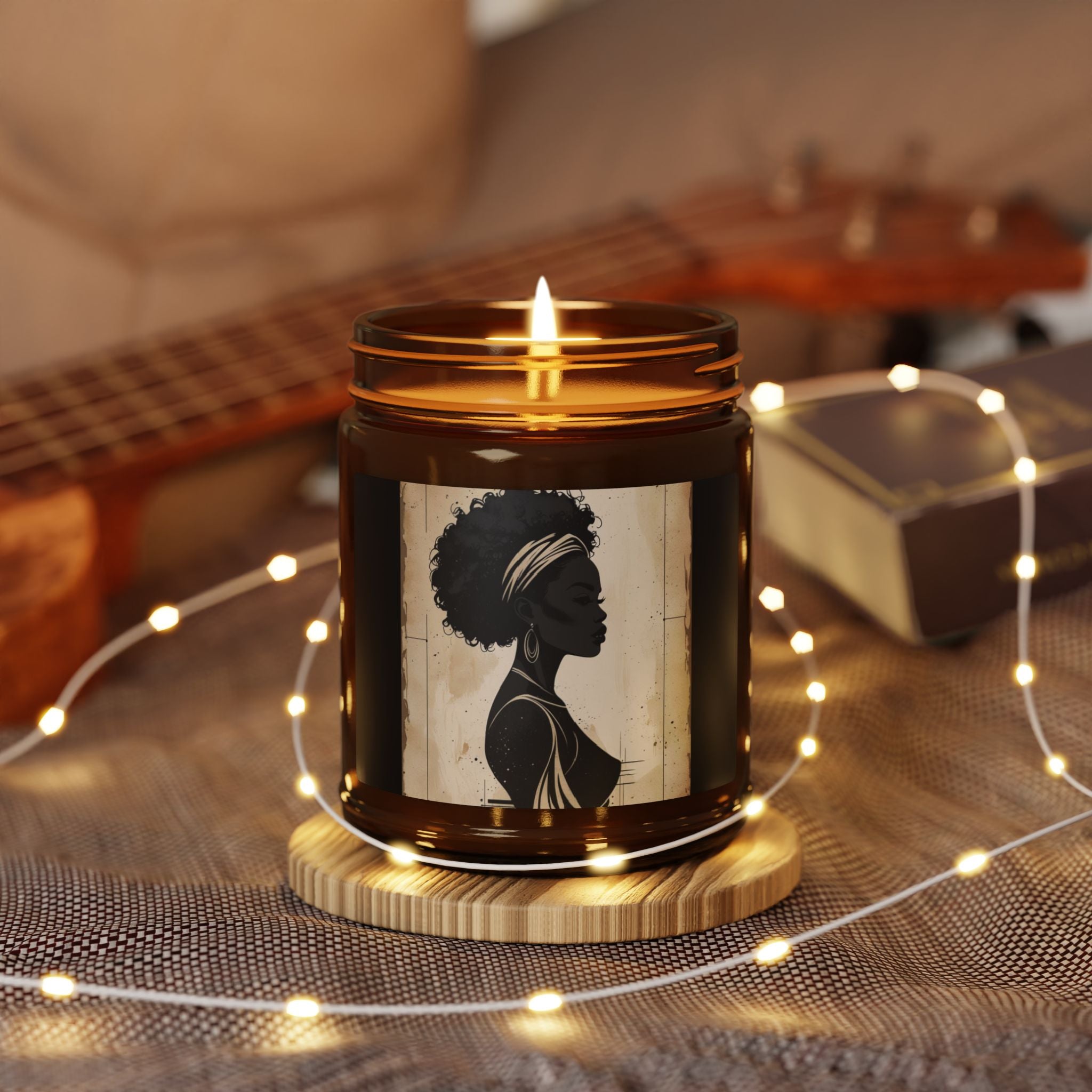 Scented Soy Candle (Multi-Size, Amber Jar) - Design 2