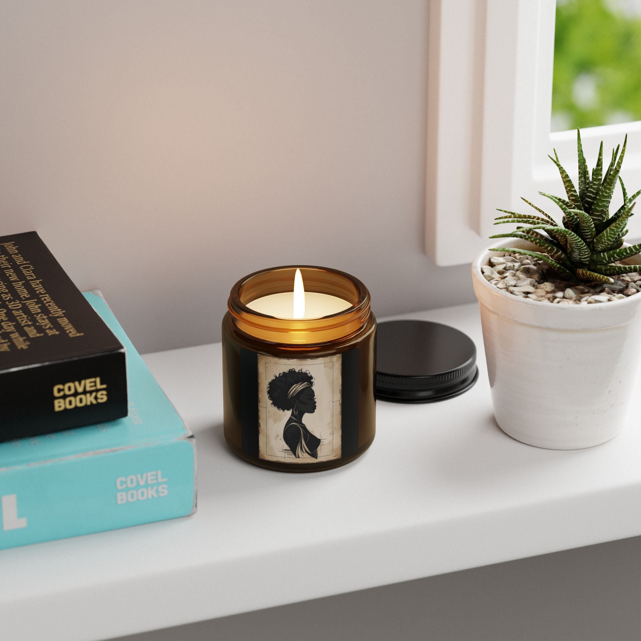 Scented Soy Candle (Multi-Size, Amber Jar) - Design 2