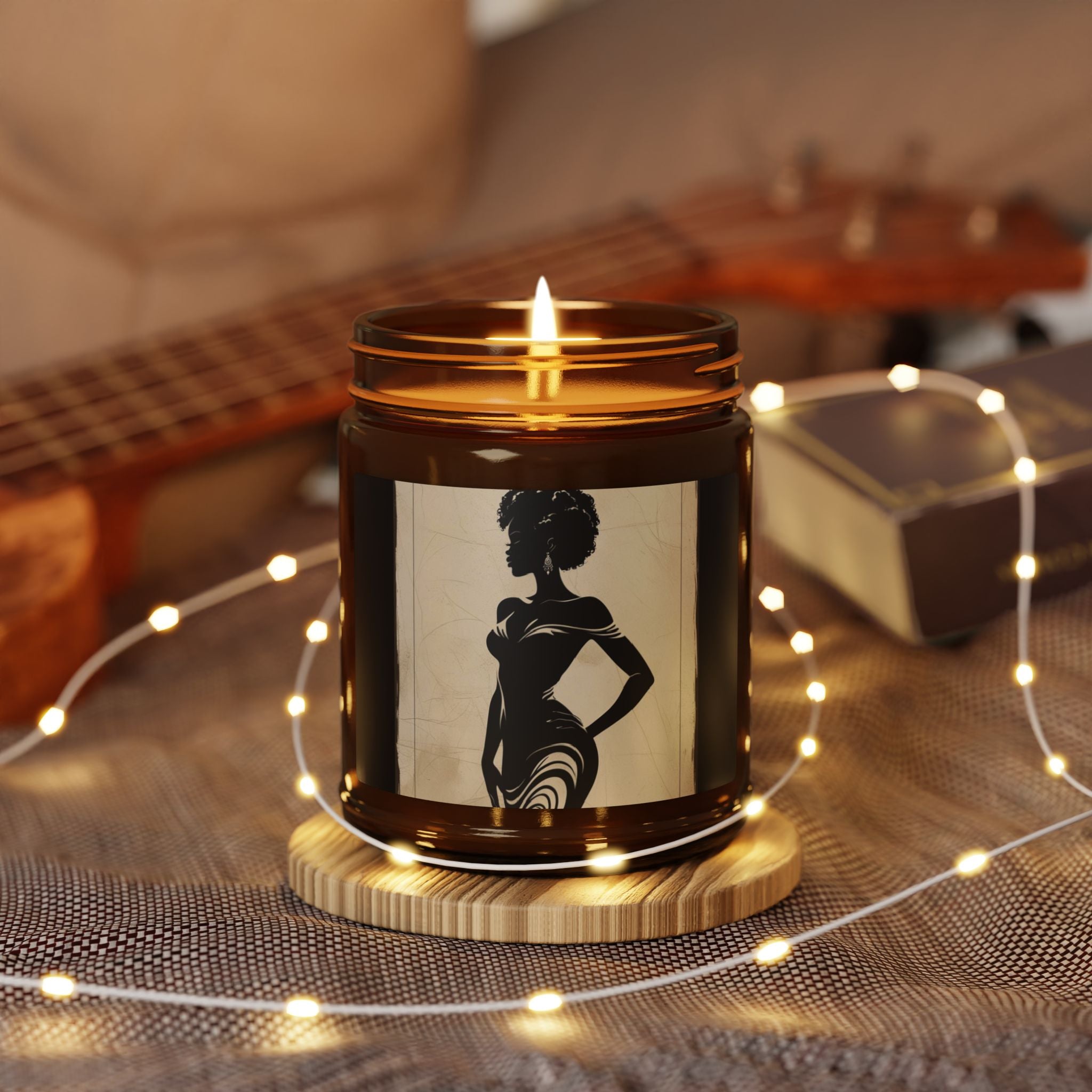Scented Soy Candle (Multi-Size, Amber Jar) - Design 3