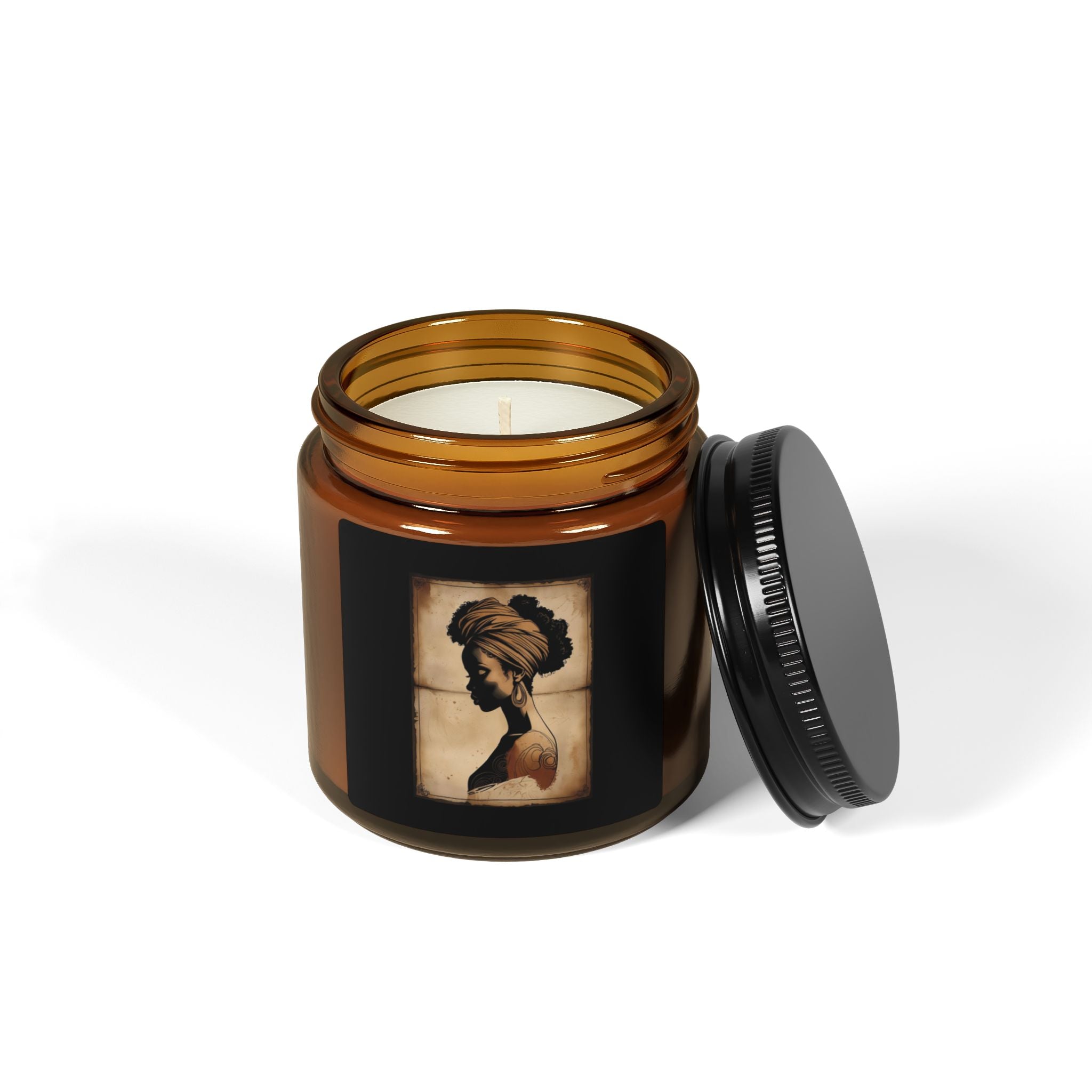 Scented Soy Candle (Multi-Size, Amber Jar) - Design 1
