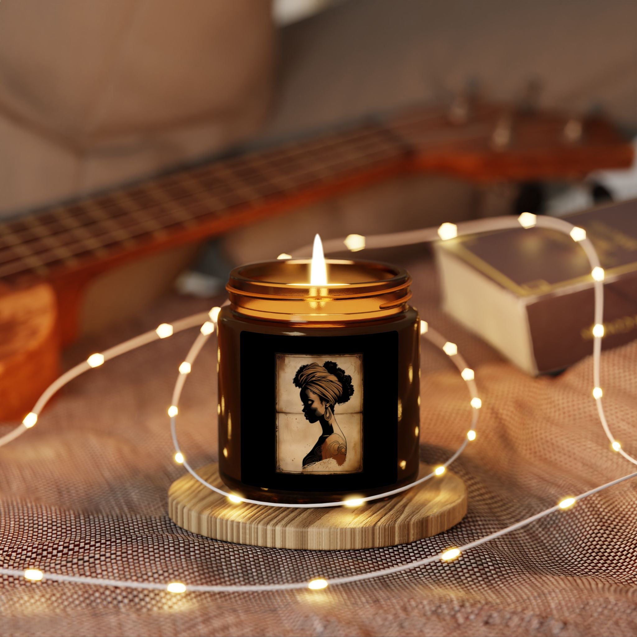 Scented Soy Candle (Multi-Size, Amber Jar) - Design 1