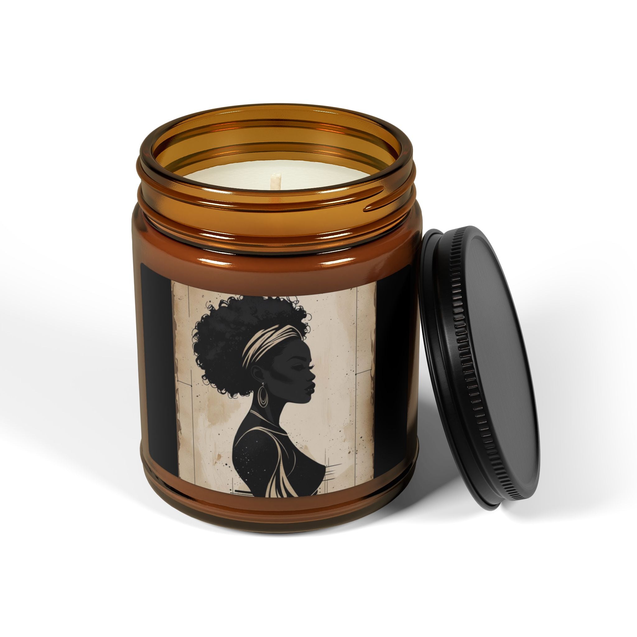 Scented Soy Candle (Multi-Size, Amber Jar) - Design 2