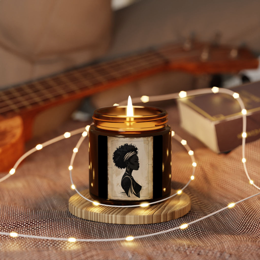 Scented Soy Candle (Multi-Size, Amber Jar) - Design 2