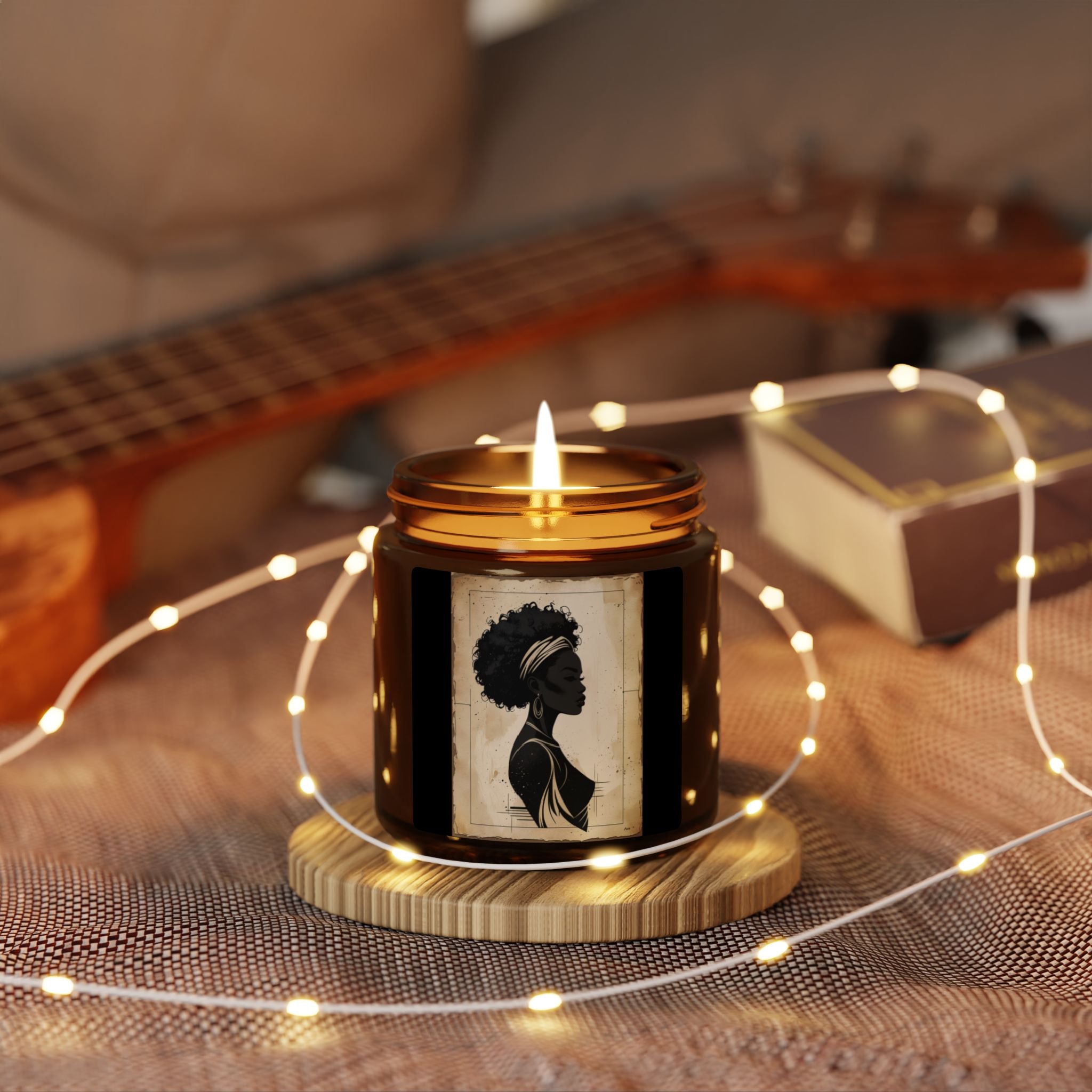 Scented Soy Candle (Multi-Size, Amber Jar) - Design 2