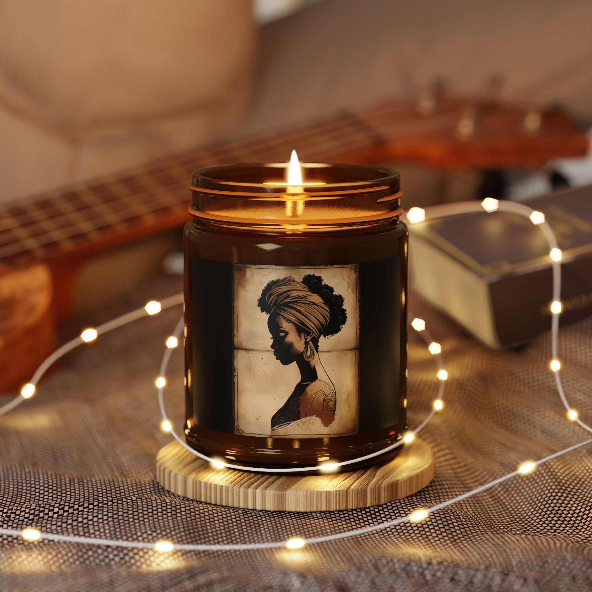 Scented Soy Candle (Multi-Size, Amber Jar) - Design 1